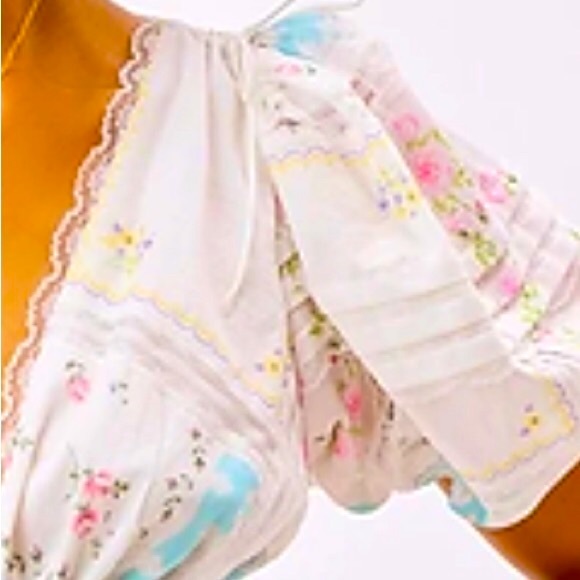 For Love & Lemons x Free People Shea XS White Blue Handkerchief Floral Lace Midi - Picture 3 of 11